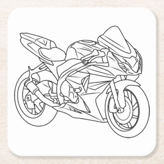 Suzuki GSX-R Line art スクエアペーパーコースター
