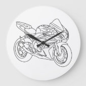 Suzuki GSX-R Line art ラージ壁時計 (正面)