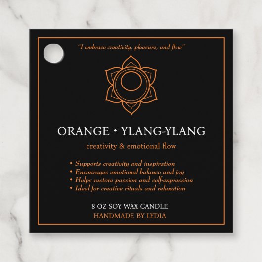 Svadhisthana Sacral Chakra Candle Label フェイバータグ (正面)