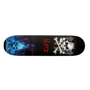 svart、スカルの骨、BlueFireSkullSignの電撃戦 スケートボード