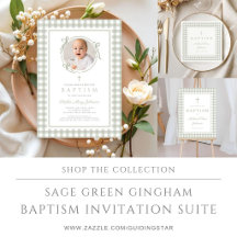Elegant Sage Green Gingham Baptism