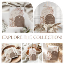 Boho Beige Gender Neutral Teddy Bear Baby Shower