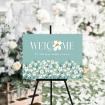 Blue daisy floral elegant beautiful baby shower