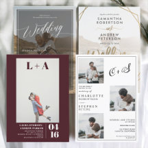 Modern simple minimalist photo wedding invitations