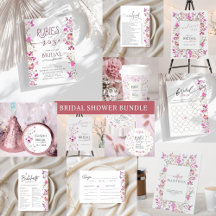 Pink Floral Butterfly Bridal Shower Collection 