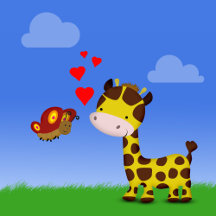 Giraffe and Butterfly in Love