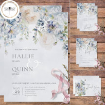 Blue & White Floral Modern Wedding