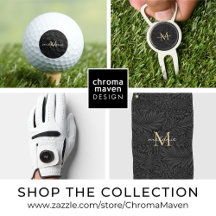 Personalized Black Floral Monogram Golfer Gifts