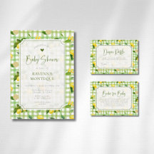 Whimsical Lemon Citrus Green Checkered 