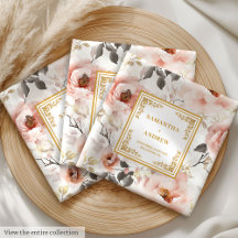 Blush Ivory Gold Wedding Cloth Napkins 193W