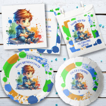 Video Gaming Paint Splatter Boy's Birthday 