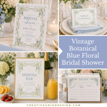 Vintage Botanical Blue Floral Bridal Shower 