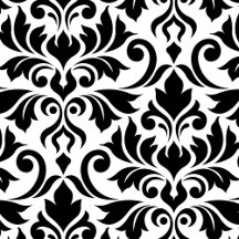 Flourish Damasks Black & White