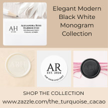 Elegant Modern Black White Monogram Collection
