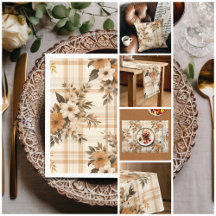 Elegant Floral Plaid Fall Autumn Home Collection