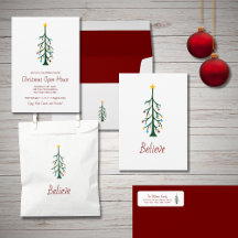 Modern Christmas Tree Festive Believe Holiday