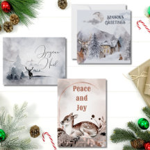 Stylish Watercolor Nature Art Christmas Cards