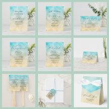 Aqua Blue and Gold Ombre