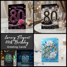 Luxury Elegant 80th Birthday Greeting Cards