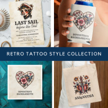 Unique Fun Tattoo Style Retro Bachelorette Party