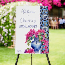 Bougainvillea blue vase Mediterranean bridal