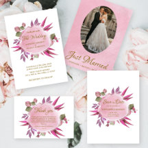 Wedding modern romantic floral botanic pink purple