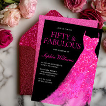 50 & Fabulous! Sparkle Dress 50th Birthday Invites