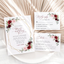 Burgundy and Pink Flowers Wedding Collection