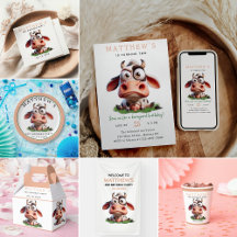 Cute Cow Farm Animals 2nd Birthday Party collectio