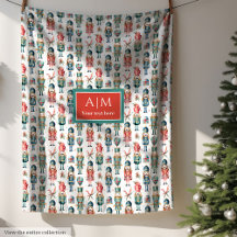 Classic Watercolor Christmas Nutcrackers Blankets
