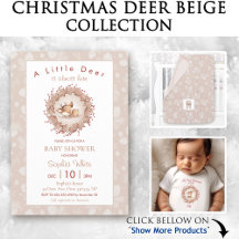 Christmas Deer Beige Red Baby Shower