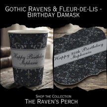 Gothic Ravens & Fleur-de-Lis - Birthday Damask