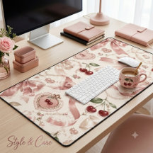 Vintage Coquette Pink Bow & Cherry Aesthetic