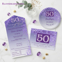 Heartfelt Purple Glitter   50th Birthday