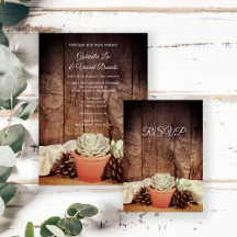 Rustic Succulents and Barn Wood Wedding Stationery