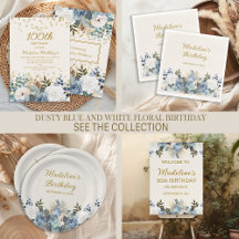 DUSTY BLUE AND WHITE FLORAL BIRTHDAY