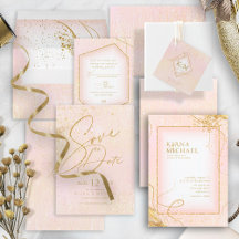 Fine Gold Lines Abstract Wedding Blush