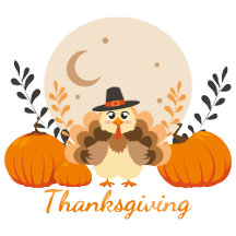 Thanksgiving day Cute Turkey Orange Pumpkins