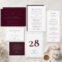 Formal Burgundy Script Wedding Collection