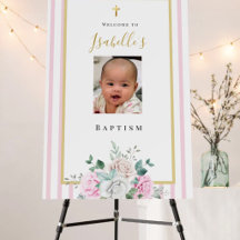 Elegant Pink Gold Floral Baptism