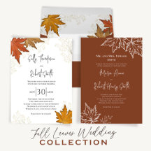 Fall Autumn Leaves Wedding Stationery Suite