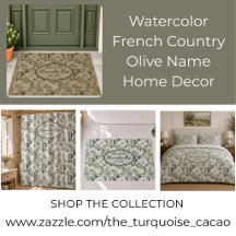 Watercolor French Country Olive Name Home Decor