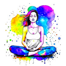 Watercolor Beautiful Woman Meditating