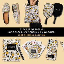 Retro Daisy Floral Block print: Home Decor & Gifts