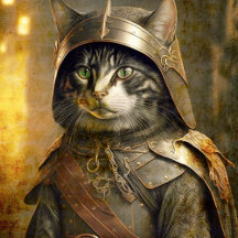 Cat in Samurai Helmet