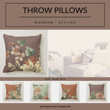 Elegant Watercolor Boho Garden Floral Pillows