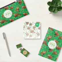 Red Panda & Bamboo Pattern Monograms
