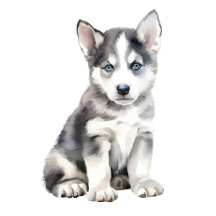 Watercolor Husky Dog