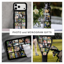 Monogram heart photo collage personalized gifts