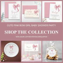 CUTE PINK BOW GIRL BABY SHOWER PARTY SUPPLIES